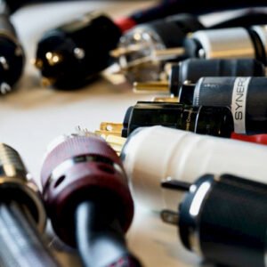 Close up of power cables under test