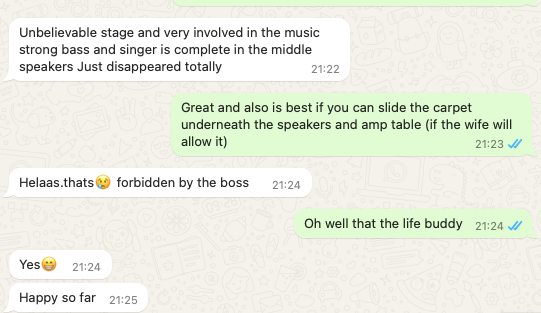 Audio system set-up results